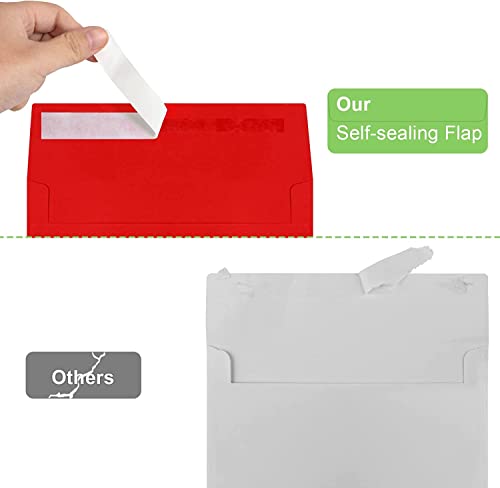 Image of 140 Packs A4 Envelope Red, 4x6 Photo Envelopes for Invitations, Envelopes Self Seal for Weddings, Baby Shower, Photos, Postcards, Greeting Cards, Mailing