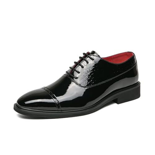 Men's Oxford Shoes: Stylish Patent Leather Dress Shoes, Lace - Up Design, Suitable for Formal Occasions