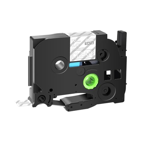 12mm TZ TZE-231 TZE-251 TZE-241���x���e�[�vBlack on White Ribbon PT-1000 PT-D400�v�����^�[�ɓK���Ă��܂�(White on Clear)