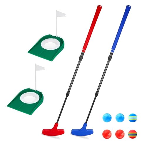 【Portatile e Pratico】Questo set include due putter retrattili, due contenitori per putter portatili e sei palline da golf. Leggero e facile da trasportare, ti permette di praticare il golf sempre e ovunque. Il putter è facilmente retrattile, il che lo rende comodo da riporre in una sacca da golf o nel bagaglio a mano. Il contenitore per putter è realizzato in plastica resistente ed è semplice da installare e utilizzare.