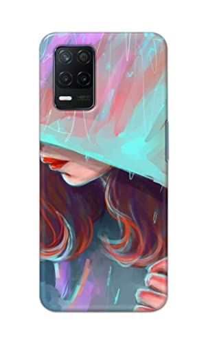 Image of PRINTFIDAA Pretty Woman Under The Umbrella Painting Printed Designer Hard Case for Realme 8 5G / Realme Narzo 30 5G / Realme 8S 5G / Realme V13 5G Back Cover -(e) RPM1007