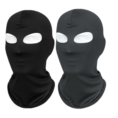 Image of 2Pcs 3 Hole Full Face Mask, Thin Cooling Balaclava Summer Seamless Face Mask for Motorcycle Bike Hunting Cycling Halloween