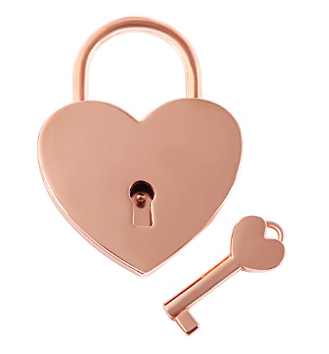 Excellanc 7600026 Cadenas d'amour en forme de cœur avec clé Gravure anniversaire de mariage Saint-Valentin (or rose) Cover