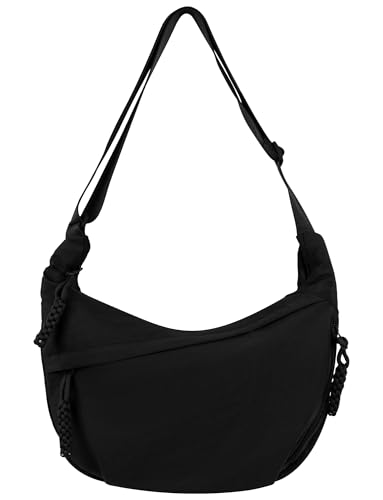 Lightweight Nylon Hobo Bag for Women Men Small Shoulder Bag Crescent Crossbody Bag with Adjustable Strap Casual Bag