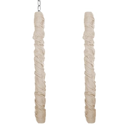 HOFURME Fabric Cord Cover & Chandelier Chain Cover 2 Pack 6Feet Length for Chandelier Lighting Wires Natural Burlap Easy to Install (Brown)