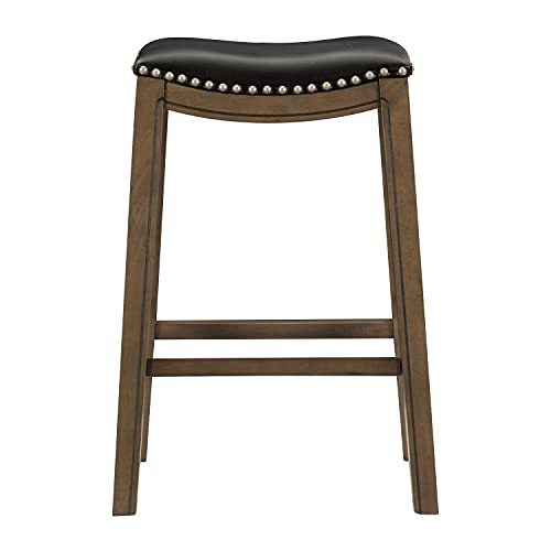 Lexicon Alviso Wooden Saddle Seat Pub Height Stool, 29" Sh, Black #TOP1