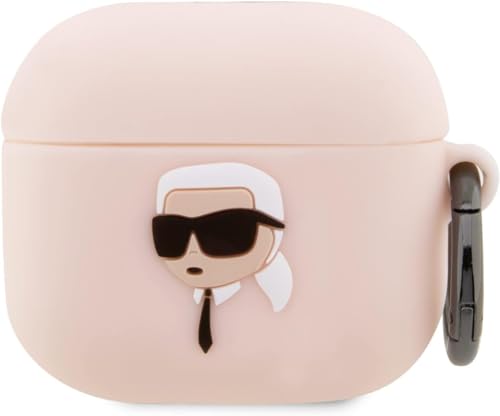 Karl Lagerfeld KLA3RUNIKP Coque pour Airpods 3 Rose Silicone Karl Head 3D