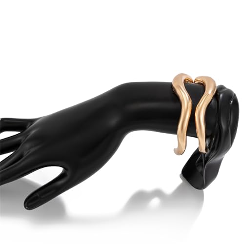 PINK TOWN Chunky Gold Bracelets for Women,2 Pcs Gold Stacking Cuff Bangle Bracelet Silver Plated Cuff Bangle Bracelets Open Wide Irregular Minimalist Bangle Jewelry3