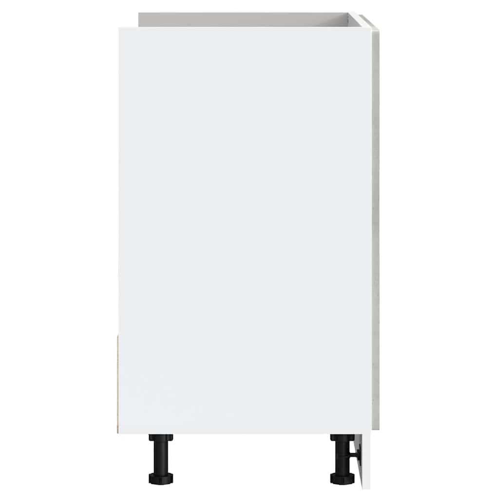 Porto - Mobile sottolavello in legno grigio cemento, 80 x 46 x 81,5 cm, con piedini regolabili, spazio per armadi da cucina e stoviglie