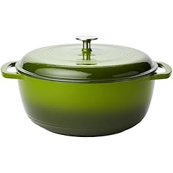 Cacerolas Cuisinart Amazon Basics Redondo Horno holandés de hierro fundido esmaltado, con tapa, 7 L, Verde