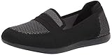 Clarks Women's Carly Charm Loafer, Black/Grey Knit, 7M