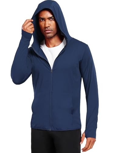 Image of NELEUS Men's Workout Fishing Shirts UPF 50+ Light Jacket Full Zip Sun Protection Long Sleeve Hoodie for Men Hiking