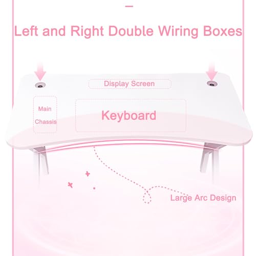 Bureau d'ordinateur rose stable pour joueurs et professionnels