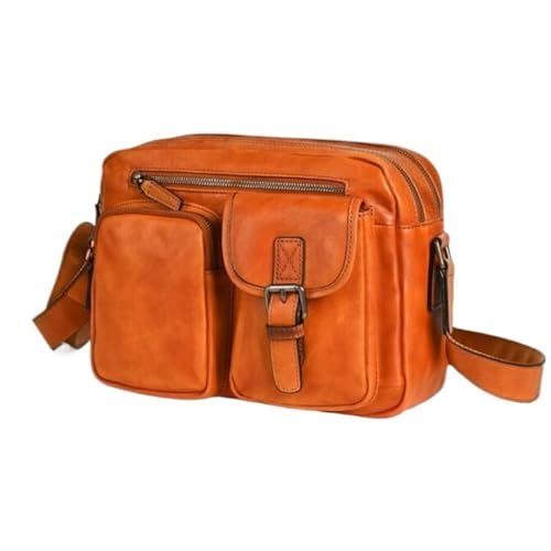 Genuine Leather Shoulder Bags Mens Messenger Bags Casual Daypacks Travel Bags Briefcases Crossbody Bags 11.4Inch