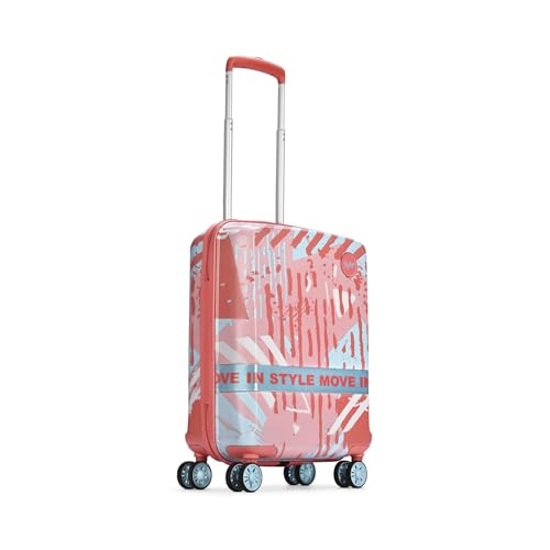 Image of Skybags Wanderlust Cabin Trolley Bag 55cm | Small | Hard Luggage | Printed 8-Wheel Suitcase | TSA Lock with Anti-Theft Zipper | Polycarbonate | 3 Years International Warranty - Unisex (Pink-White)