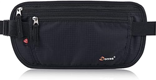 RFID Blocking Money Belt - Secure Hidden Passport Holder for Women Men, Running Belt Bag Fanny Pack Waist Bag - Black
