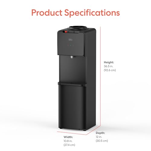 Brio 130 Series Top-Load Water Cooler Dispenser for 3- and 5-Gallon Bottles, Hot & Cold, Spill-Free Loading, Child Safety Lock, Energy Star 3.0, Black by Brio - Used condition - Image 9