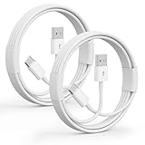 2Pack USB A to USB C Cable for iPhone 15/16/17 All Series, Type-C Car Charger 3A Fast Charging & 480Mbps Speed for iPad, Samsung Galaxy, Tablets, Laptops (White-3FT)