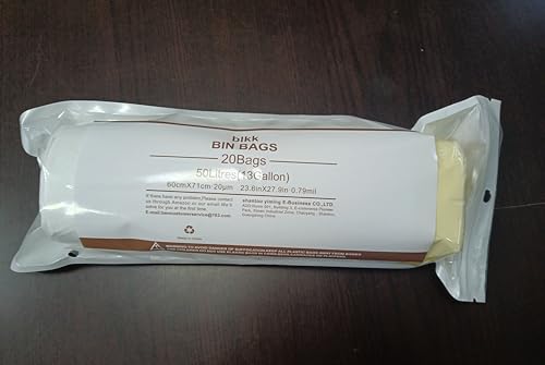 blkk Bin Bags Heavy Duty Bin Liners 50L Swing Bin Liners Strong Pedal Drawstring Bin Bags with Tie Handle Unscented 1 Roll, 20 Counts in All - Image 8