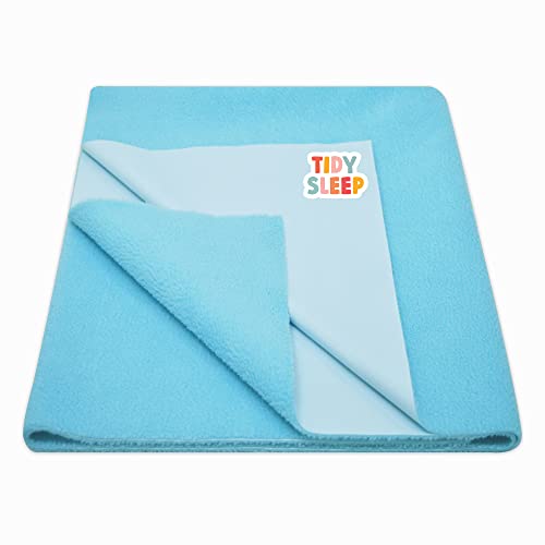 TIDY SLEEP Waterproof Baby Bed Protector Dry Sheet for New Born Babies (Small (70cm X 50cm), Blue)