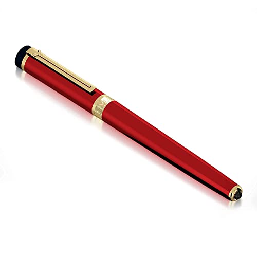 Dryden Designs Fountain Pen - Medium And Fine Nibs | Includes 24 Ink Cartridges And Ink Refill Converter | Calligraphy Pen, Consistent Writing, Smooth Look - Royal Red #TOP3