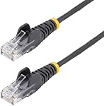 StarTech.com 6 in CAT6 Cable - Slim CAT6 Patch Cord - Black Snagless RJ45 Connectors - Gigabit Ethernet Cable - 28 AWG - LSZH (N6PAT6INBKS), 0.5 ft | LSZH, Gold-plated RJ45, Patch Cable, Ethernet Cord, Snagless, Connectors, 250MHz bandwidth, 10Gbps s