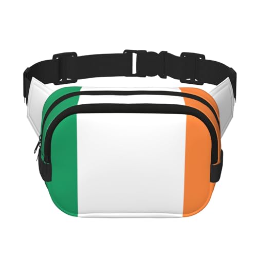 Irish flag Print Square Waist Purse Double Layer Fanny BagTrendy Travel Waist Bag for Men and Women, Black, One Size, Black, One Size