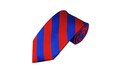Romario Manzini Standard collegiate Stripe Woven Tie (Royal Blue and Red)