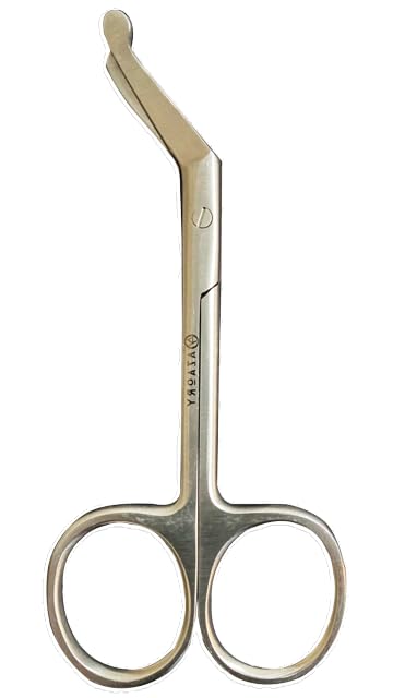 Azaory Stainless Steel Stoma Bag Scissors, Curved Colostomy Bag Scissors (Right Hand Side), Silver