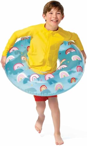 Image of Inflatable Swim Ring for Kids & Teens 8+ Years | Colorful Printed Swimming Tube Float 81 cm | Heavy Duty PVC Pool Float for Beach, Water Park, Summer Vacation, Outdoor Water Fun- Pack 1