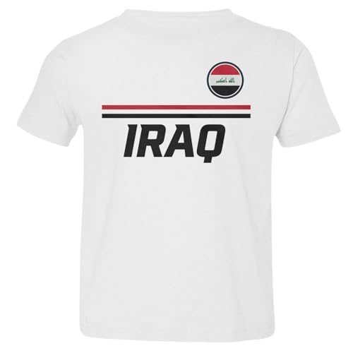 Iraq Soccer Fans Nation Pride Supporters Toddler T-Shirt (White, 4T)