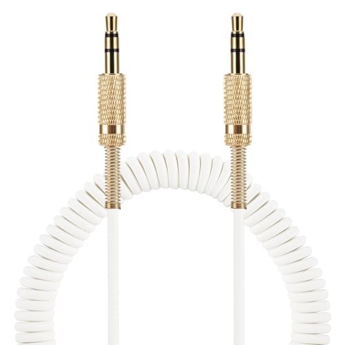 Cable de audio Jack 3.5mm macho a macho 2 pies blanco miniatura 1