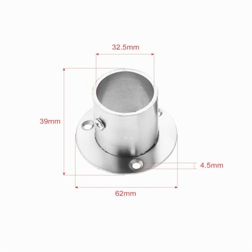 Foto von Hicello 2 Stück Flansche aus Edelstahl Rohrhalterung Rohrflansch für Kleiderschrank, Rohrleitung, Stütze und Halterung, Verbindung zwischen Rohren, Kleiderstangehalter Rohrflansch 32mm