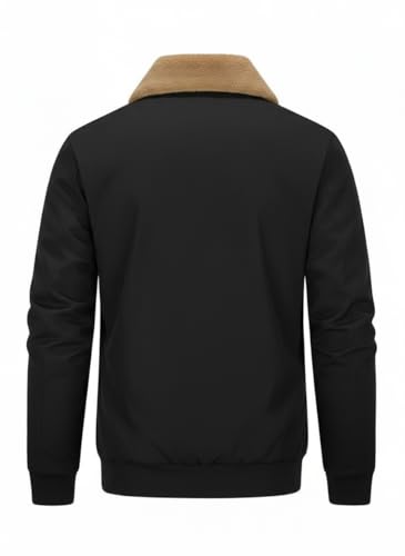 Image of GLASGO Men's Colorado Fleece-Lined Bomber Jacket || Winter Warm Stylish Casual Coat with Soft Collar & Zipper Closure