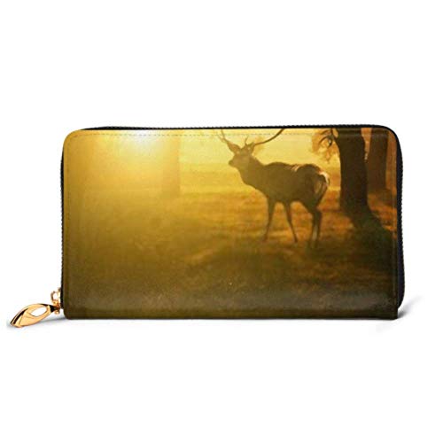 Preisvergleich Produktbild JHGFG Mode Handtasche Reißverschluss Brieftasche Deer Forest Telefon Kupplung Geldbörse Abendkupplung Blockieren Leder Brieftasche Multi Card Organizer