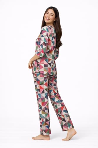 Image of Duchess Women's Viscose Cotton Rayon Printed Night Suit Top and Pajama Set
