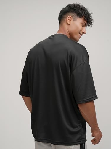 Image of Highlander Men's Popcorn Structured Oversized T-Shirt | Round Neck | Half Sleeves | Drop Shoulder | Casual & Trendy | Graphic Print | Tshirt for Man | Men Tshirts | Men Stylish Tshirt