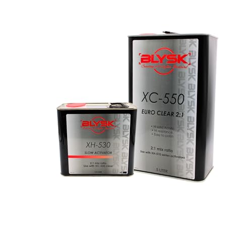 Blysk XC-550 Euro Clear Coat Kit 2:1 – High Solid Acrylic Automotive Clearcoat with Activator Options (Normal or Slow) – Professional High Gloss Finish (XC550 Euro Clear + XH530 Slow Activator)
