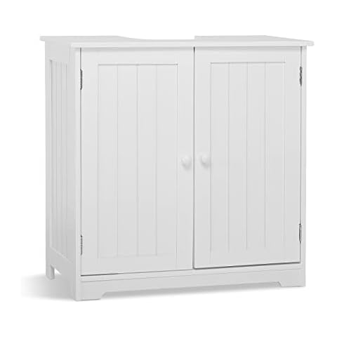 Meerveil Waschbeckenunterschrank,Unterschrank Badezimmerschrank Holz mit Türen 2 Fächer Platzsparend Cover