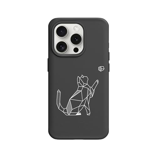 Coque RhinoShield iPhone 15 Pro MagSafe SolidX protection 3,5m chat noir géométrique