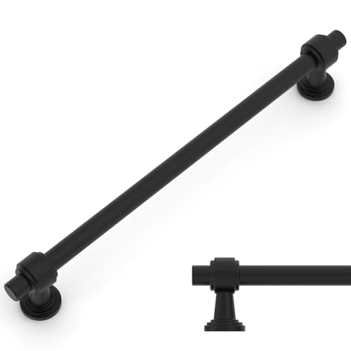 Amerdeco 10 Pack Matte Black Cabinet Pulls 7.5 Inch(192mm) Hole Center Drawer Pulls Cabinet Hardware Kitchen Cabinet Handles for Bathroom ZH0069