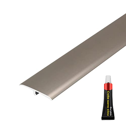 T Type Seuil De Porte Aluminium, for Moquette To Carrelage Barre De Seuil Multiniveau, Métal Plancher Rail De Transition, Autocollant Barre De Transition, Montage Facile,Pue gold,90cm (35.4in) Cover