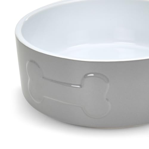 Petface Bone Ceramic Pet Bowl for Feeding and Watering, Suitable for Both Dogs and Cats, Grey/White, 20 cm (Pack of 1) - Image 3