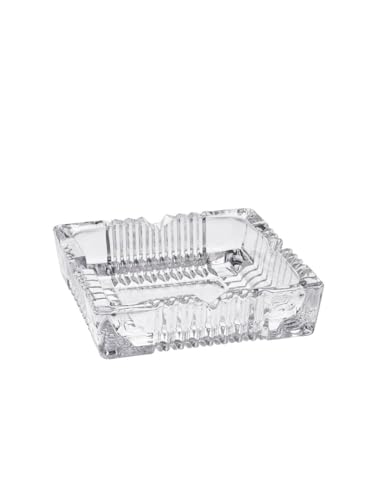 Cenicero Cuadrado de Cristal Artístico Resistente, Transparente, 12x10cm