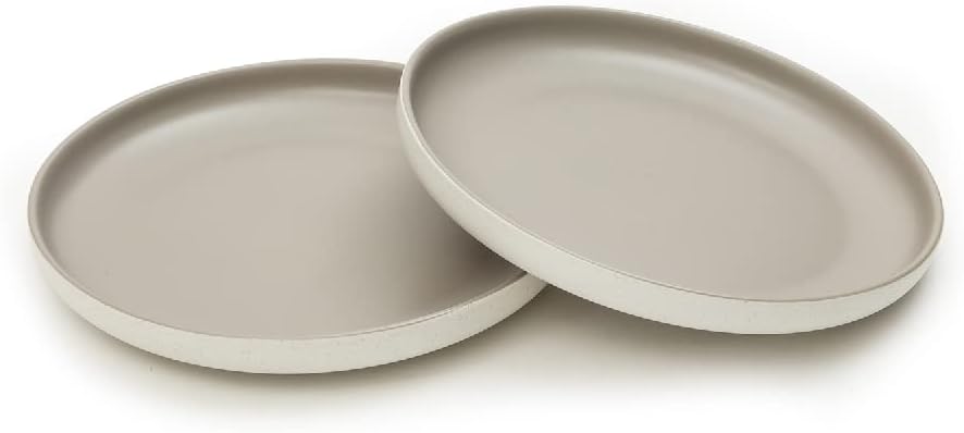 EZ Life Matte Pastel Shallow 8 Inch Ceramic Plate - Sesame Series Matt Gray - Pack of 2 - Dinnerware - Serveware - Home Kitchen, Tableware, Dining Sets Plate, Ceramic Crockery, Plates