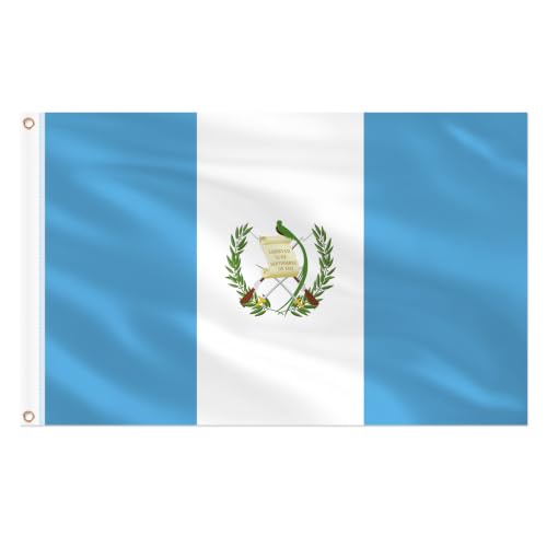 Image of AhfuLife 2pcs Guatemala Flag 3x5 Ft, Large Guatemalan Flags for Outside - Double Side with Brass Eyelets for Olympic Party Decorations, Soccer Party Decoration Bar Garden Street Decoration Indoor Outdoor