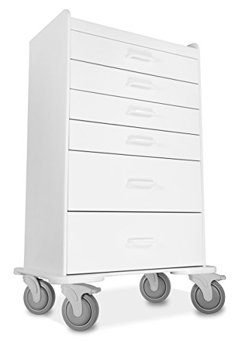 Trippnt 51046 Polyethylene Procedure Cart, Locking, 31" Width X 48" Height X 20" Depth,6 Drawers, White #TOP5