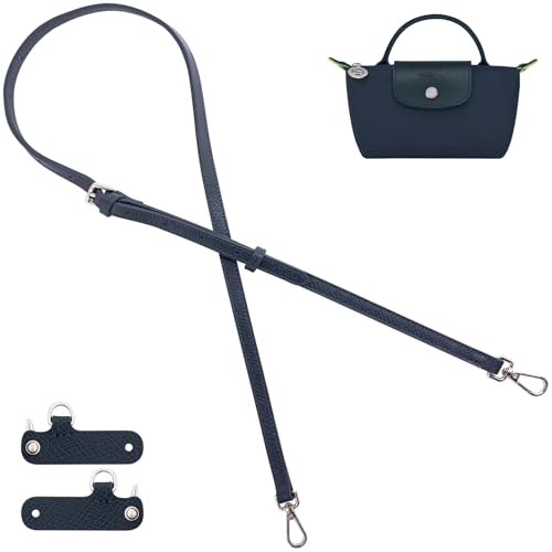 Image of Bag Leather Strap Replacement Crossbody Shoulder Straps for MINI Pouch, No Damage Conversion Kits Accessories (MINI-Navy Blue-S)