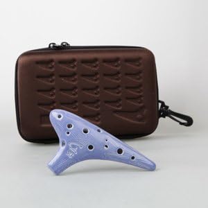 Soprano C 12 Holes Ceramic Ocarina - W/Hard-shell Case-100% Protection ! - Great Gift. Linns Arts! Blue