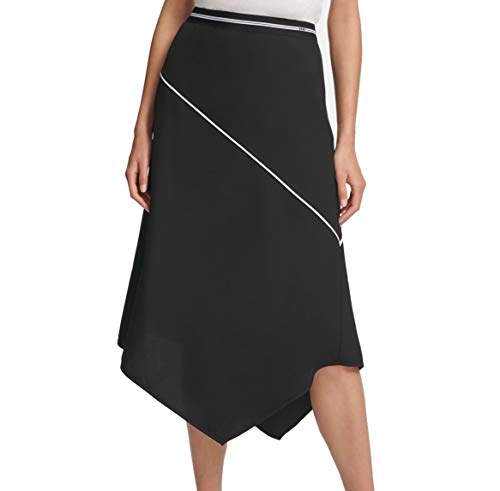 DKNY Womens Trapezoid Office Asymmetrical Skirt Black XL